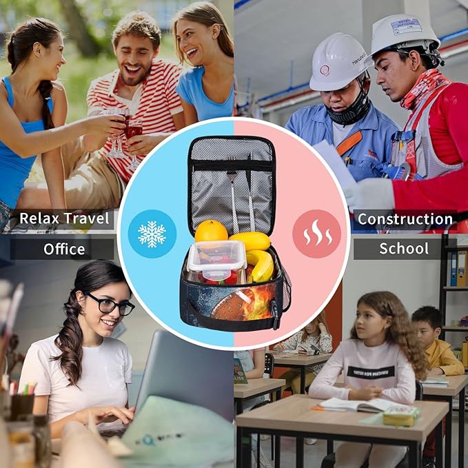 Ice Fire Football Reusable Lunch Box Insulated LunchBox Cooler Lunch Bag