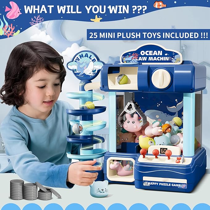 Kids Claw Machine, Arcade Game Toy for Ages 8-13, Candy Vending Toys for Girls and Boys, Electronic Claw Game Machine for Party with Lights Sound, Birthday Gifts for 6 7 9 10 12 Years Old