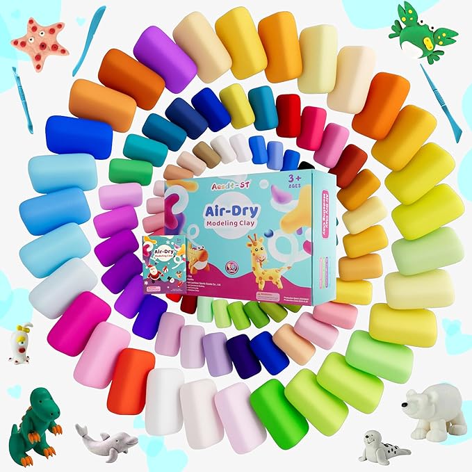 Air Dry Clay 90 Colors, Modeling Clay for Kids, DIY Model Magic, Molding Clay Kit with Sculpting Tools, Non-Sticky Soft and Super Light, Arts and Crafts Gift for Boys Girls Kids