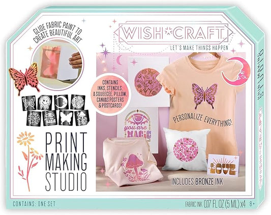 Bright Stripes Wish*Craft Print Studio – Arts and Crafts Kit for Beginners and Seasoned Crafters, Ultimate Crafting Station, Complete DIY Set with Art Supplies to Create Customized Fabric Designs