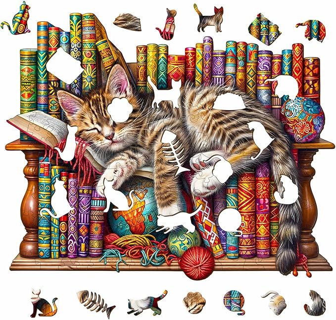 Wooden Puzzle 100PCS Ragdoll and Butterfly Unique Shape Advanced Wood Puzzle for Adults,Holiday Birthday Gift,Craft kit (Dreamy Dragon-Li, Medium)