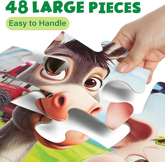 BenBen Floor Puzzles for Kids, 48 Piece 2 x 3 feet Farm Animals Puzzles for Kids Ages 4-6, Large Jigsaw Puzzles for Toddlers, Birthday Gift for Girls Boys