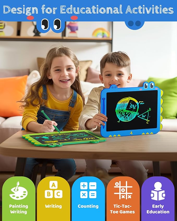 TEKFUN LCD Writing Tablet for Kids, 12 Inch Doodle Board for Toddlers, Colorful Drawing Tablet, Reusable Electronic Pads Educational and Learning Toys Gifts for 3-13 Year Old Boy and Girl (Blue)