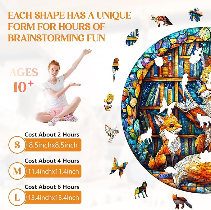 Wooden Puzzles for Adults, Mother Fox Storytime Wood Puzzles Adult, Wooden Jigsaw Puzzles for Adults Kids, Creative Birthday Gifts for Friends Family Game(11.4 * 11.4in 200pcs)