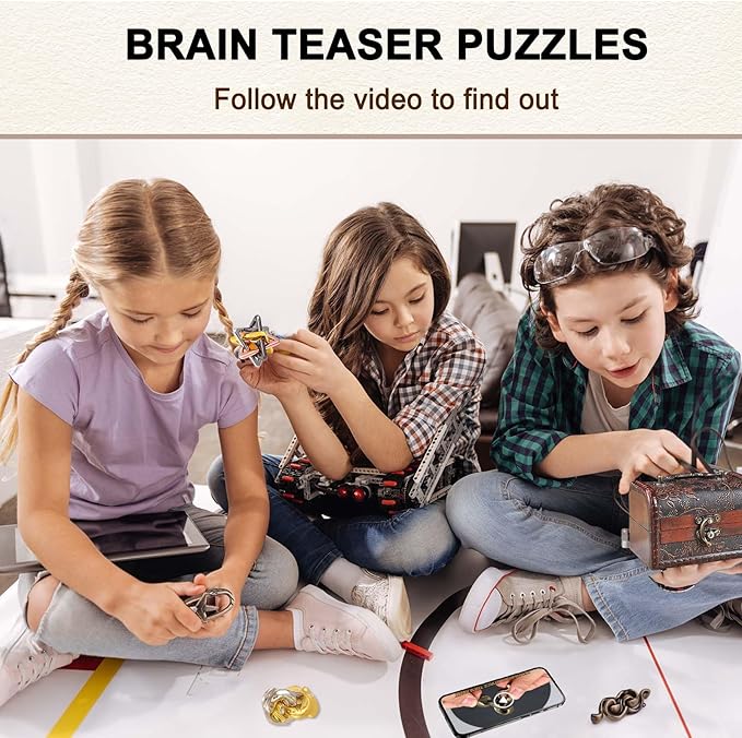 9 PCS Puzzles Metal Brain Teaser Puzzle Logic Metal Puzzle for Adult Lock Puzzles Gift for Adults Teenagers Kids