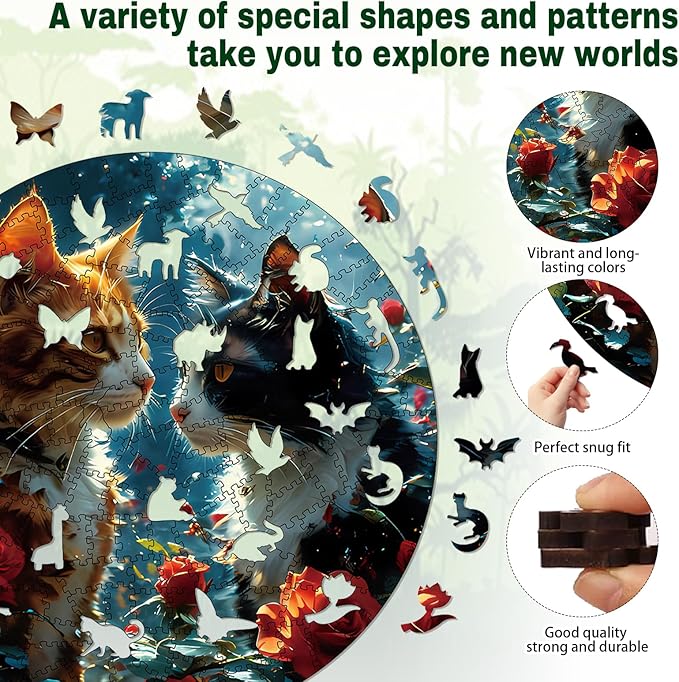 Wooden Puzzle for Adults - 200 Piece Irregular Animal Shaped Jigsaw Puzzle, Unique Creative Gift for Teenagers and Adults