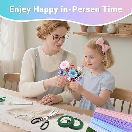 400 Pcs Pipe Cleaners Craft Kit and Craft Supplies Set, 4 Colors Chenille Stems Craft Kits. Includes Floral Tape, Wire, Stems and More, DIY Arts and Crafts Supplies for Flower Making (Colorful)