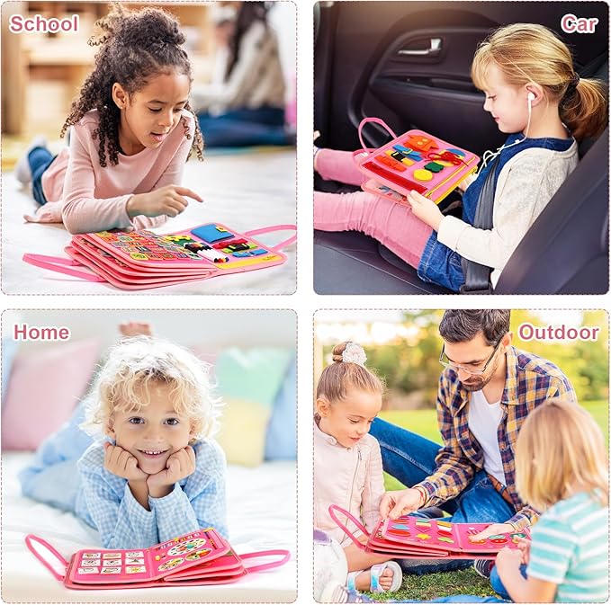 Hooku Busy Board for 1 Year Old, Montessori Toys for 2 Year Old, Baby Sensory Toy for Toddlers 1-3, Fine Motor Toy, Toddler Travel Toys, Toddler Learning Activities,Birthday Gifts for Baby Boy Girl