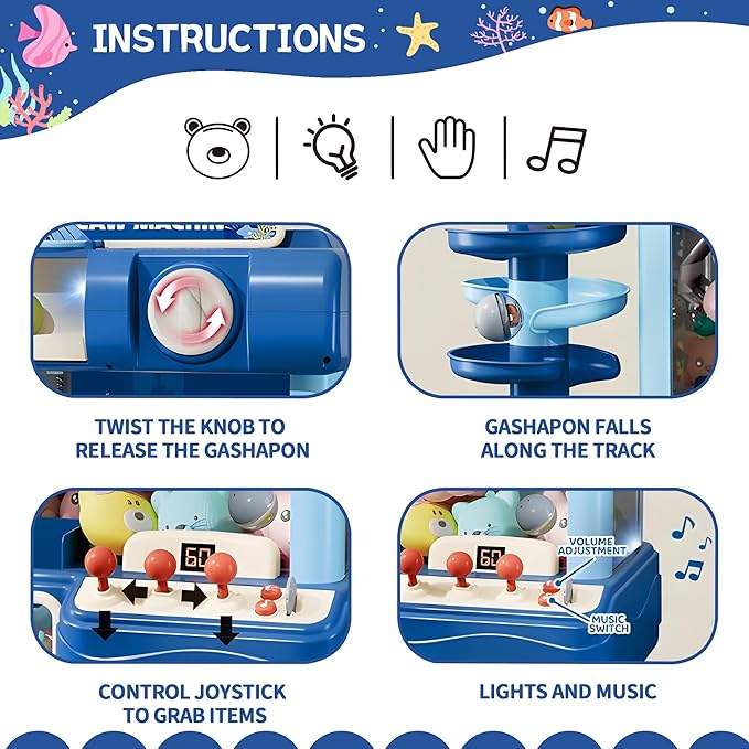 Kids Claw Machine, Arcade Game Toy for Ages 8-13, Candy Vending Toys for Girls and Boys, Electronic Claw Game Machine for Party with Lights Sound, Birthday Gifts for 6 7 9 10 12 Years Old