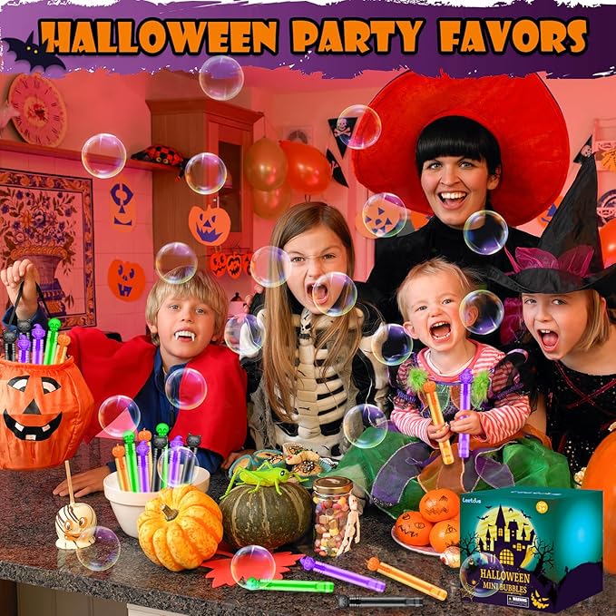 Halloween Toys Gifts Prizes for Kids Bulk 64 PCS, Mini Bubbles for Toddlers, Bulk Halloween Party Favors Basket Goodie Bag Stuffer Fillers for Pinata Birthday, School Classroom Treats for Students