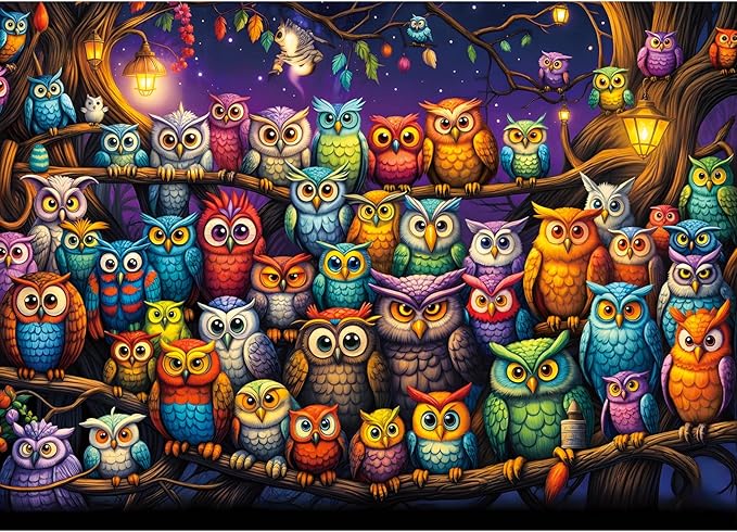 Owl Family Puzzles for Adults 1000 Pieces, Jigsaw Puzzles for Adults 1000 Piece, Challenging Game Toys, Impossible Puzzle, Family Decoration Puzzle