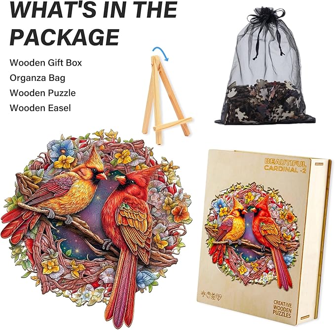 Wooden Puzzles for Adults, Cardinal Building Set Wooden, Irregular Wooden Puzzles Adult, Difficult Puzzle Gifts for Puzzle Lover, Xmas Gifts (XL-17.3 * 17.2in - 500pcs)