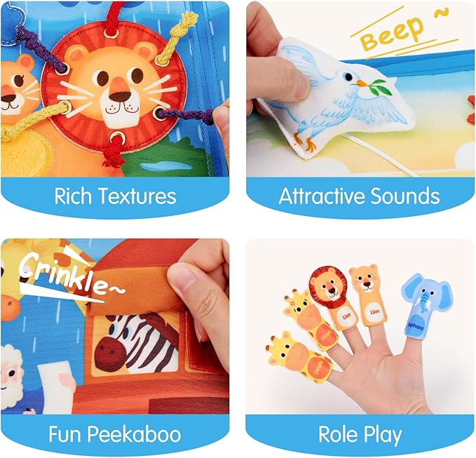 hahaland Noah's Ark Toy Busy Book for Toddlers 1-3 - Baptism Gifts for Boys Girls - Montessori Toys for 1 Year Old, Sensory Early Learning Educational One Year Old Boy Birthday Christmas Toddler Gifts