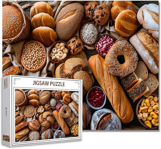 Tucocoo 1000 Piece Jigsaw Puzzles for Adults Variety of Bread Painting Jigsaw Puzzle Delicious Food Art 1000 Pieces Puzzles for Challenging Family Activity Game Colorful DIY Craft Puzzle Wall Decor