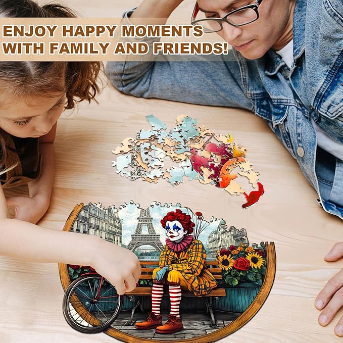 Jigfoxy Wooden Puzzle for Adults, Joker Jigsaw Puzzles for Adult, Unique Animal Shape Wood Cut Puzzles, Christmas Thanksgiving Gifts for Friends Family (S-8.5 * 8.3in-100pcs)