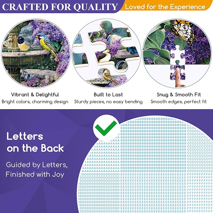 300 Piece Puzzles for Adults, Garden Birds Bath Puzzle for Adults Kids Seniors,Large Piece Fountain Garden Puzzle for Kids Ages 8-10 10-12,Nature Flower Birds Puzzles Perfect for Game Night,20.5x15 in