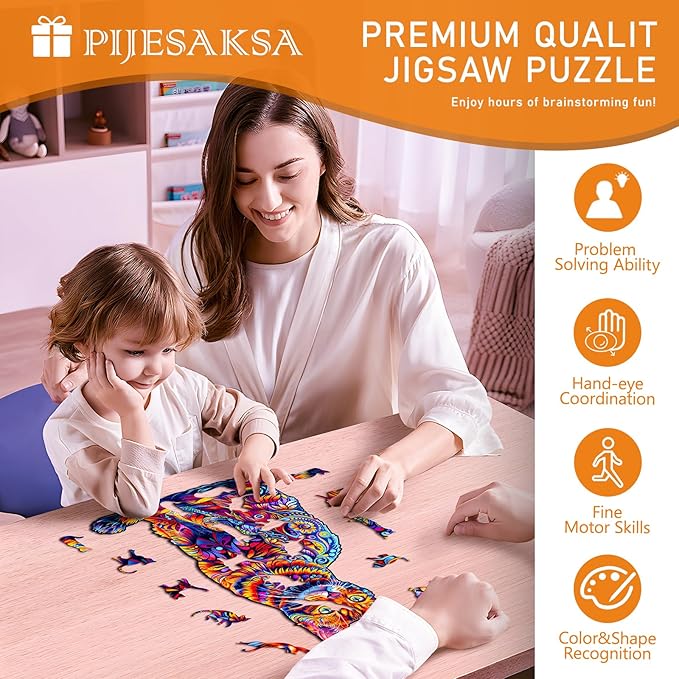 Wooden Puzzles for Adults - Bengal Cat Wooden Puzzle, Unique Animal Shape Wood Jigsaw Puzzles for Adults, Wood Puzzles Adult, Perfect for Birthday Gift, Family Puzzle, 175 Piece 13.3 x 9in Large