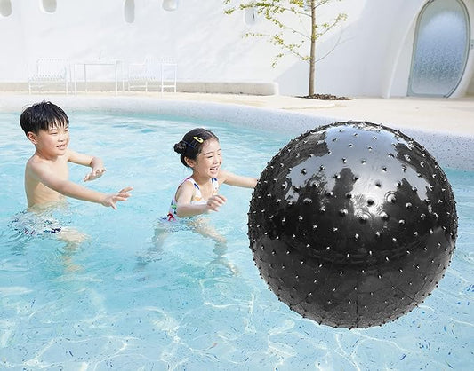 Large Sensory Massage Ball for Kids,2-Pack 33.5" 85CM Bouncy Exercise Balls, Big Inflatable Toys with Tactile Spikes, Outdoor Giant Yoga Balls, Large Beach Ball (2 Black)