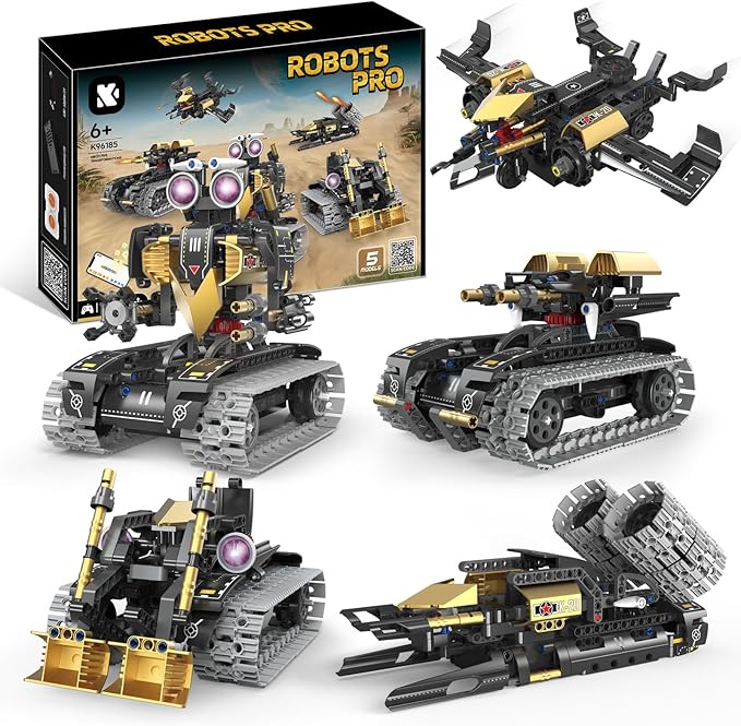 Robot Building Kit with Remote Control, STEM Gifts for Kids Age 8-12, Science Robot Kit Coding Robotics Technic Toy for Boys Girls Birthday Gifts, 5-in-1 Models with 323 Pieces