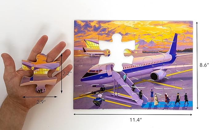 Large Piece Jigsaw Puzzle – Easy & Colorful, Dementia & Memory Activities for Seniors, Elderly Gifts, 16 Pieces, Golden Travel