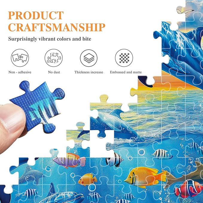 ALL4JIG Ocean World Fun Jigsaw Puzzles for Adults and Kids, 500 Pieces, 19" x 14", Christmas Secret Santa Gift, White Elephant Gifts, Number Partitioned for Easy Solving