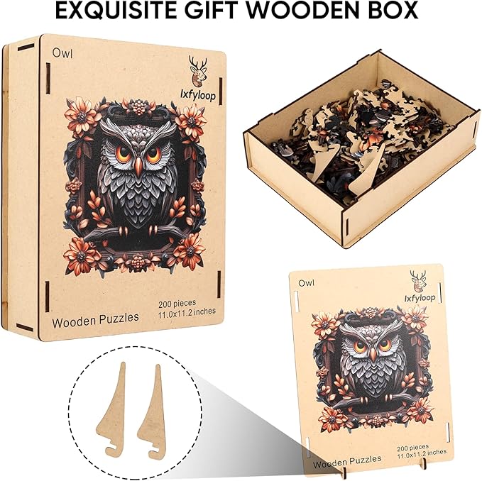 Wooden Puzzles for Adults 491 Pieces, Owl Wooden Jigsaw Puzzles, Animal Adult Puzzles, Irregular Wood Puzzles Creative Gift for Adults and Kids Family Brain Game, 16.5x16.1 inch