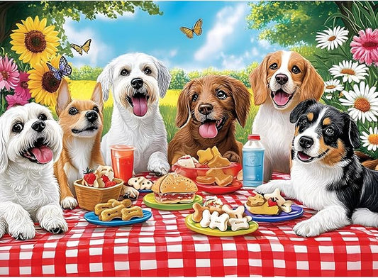 300 Pieces Puzzles for Adult, Dog Jigsaw Puzzles 300 Pieces for Adults Children Seniors, Vibrant Imagery Flower Jigsaw Puzzle, Challenging Activity Game Gift for Family Friends 20.5x15 Inches