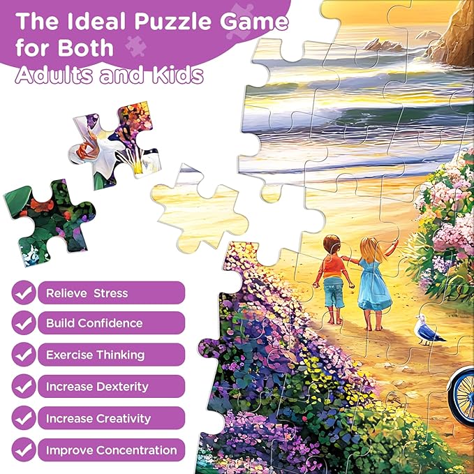 300 Piece Puzzles for Adults,Sea Puzzle 300 Pieces,Ocean House Jigsaw Puzzles for Kids Adult Senior Premium Cardboard Puzzle for Relaxation Tabletop Jigsaw Puzzle Family Activity Game Night Gifts