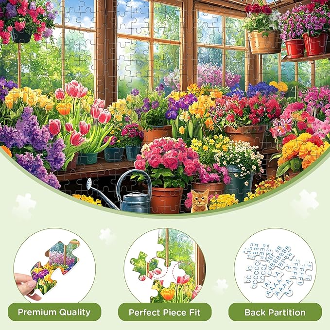 300 Piece Puzzles for Adult, Cute Cat Jigsaw Puzzles 300 Pieces for Adults Kids Senior, Colorful Flower Adult Puzzle, Challenging Family Fun Puzzle Activity Game Gift for Friend 20.5 X 15 Inches