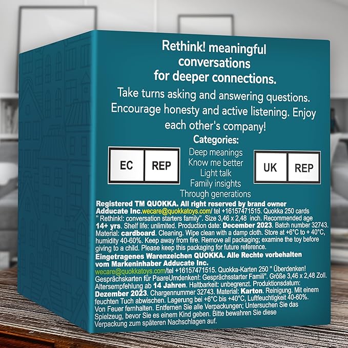 QUOKKA Conversation Cards Game - Family Edition | 500 Questions | Premium Version | Share Thoughts - Fun Talking Board Game for Family Night