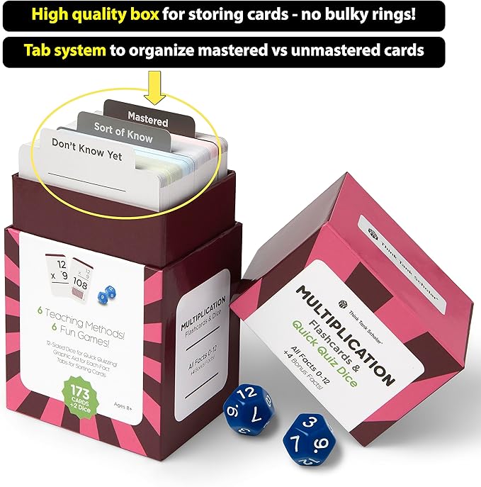 335 Multiplication & Division Flash Cards (Award Winning) 1 Fact Per Card with Visual Aids – All Facts 0–12 + Dice, Games & Charts – Grades 2–6, Homeschool & Classroom Learning
