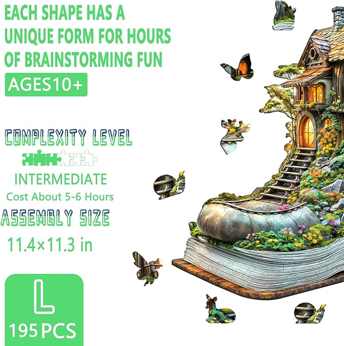 Wooden Puzzles for Adults, Treehouse Dream Wooden Jigsaw Puzzle for Adults, Wood Puzzles Adult, Unique Shape Puzzle, Fun Gifts for Friends & Family, Home Decor(L -13.4 * 13in-195 pcs)