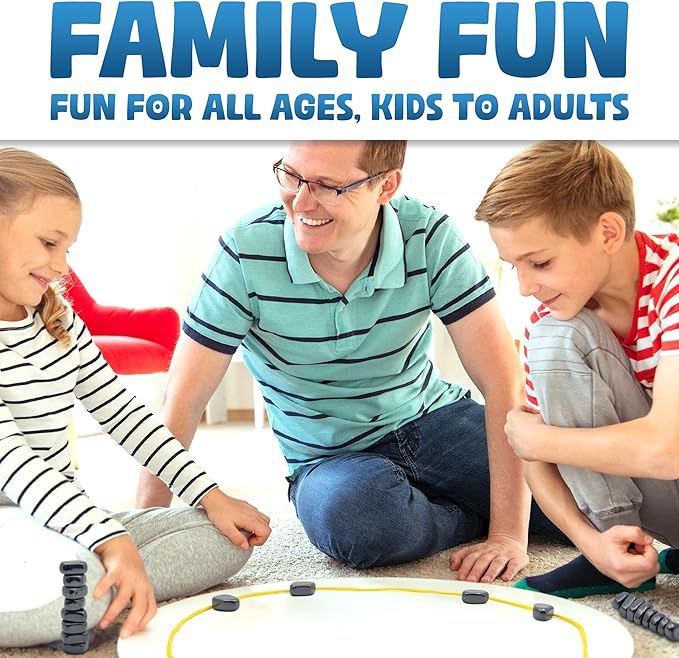 Upgraded (Multi-Level) Magnetic Chess Game with Stones - Clear & Simple Instructions | Premium Set with 20 Larger & Stronger Stones, Adjustable Rope, 2 Dice & Travel Pouch | Perfect for Kids & Adults