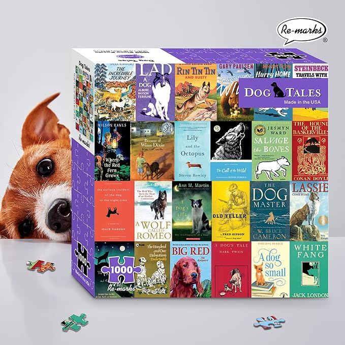 Re-marks “Dog Tales” Literary Collage Puzzle, 1,000-Piece Jigsaw Puzzle for All Ages