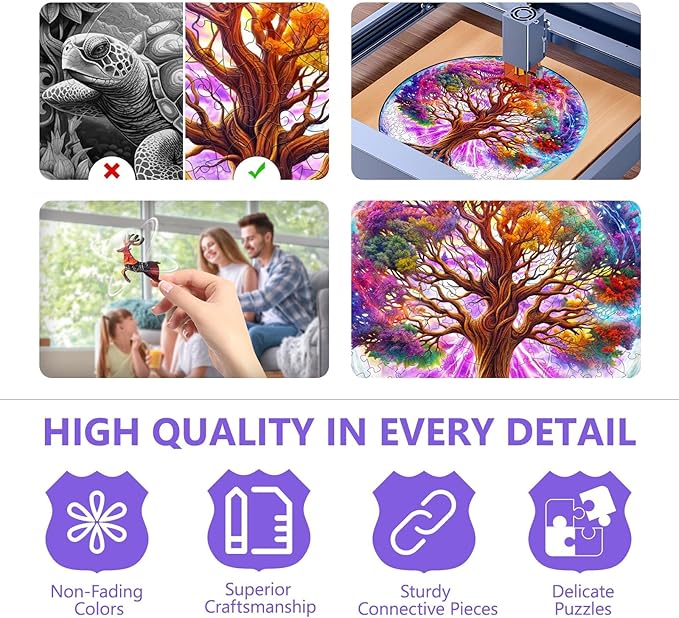 Wooden Puzzles for Adults - Dreamy Tree of Life Wooden Puzzle, Unique Shape Wood Jigsaw Puzzles for Adults, Wood Puzzles Adult, Perfect for Birthday, Family Puzzle, 190 Piece 11.4 x 11.4in Medium