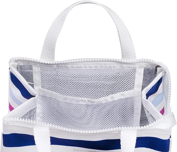 kate spade new york Portable Soft Cooler Lunch Bag, Thermal Tote with Insulated Interior Lining and Storage Pocket, Lunch Tote for Women, Candy Stripe