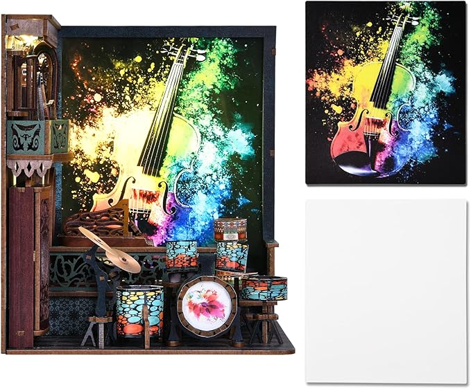 Book Nook Kit, Book Nook Kits for Adults and Teens, DIY Miniature Dollhouse Kit 3D Wooden Puzzle Booknook Bookend with LED Light