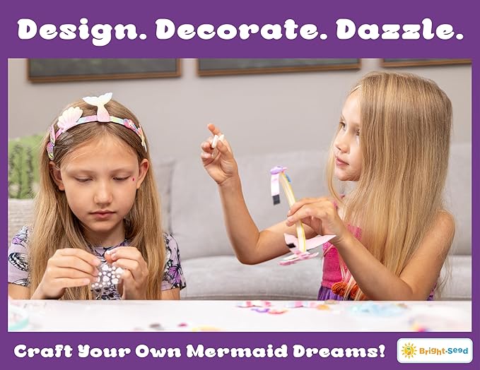 Headband Making Kit for Girls, Make Your Own Fashion Headband, Girl Accessories Ages 5-12, DIY Arts & Crafts, DIY Hair Accessories Set, Birthday Gifts for Girls 5 6 7+ Years Old, Gift Ideas Mermaid