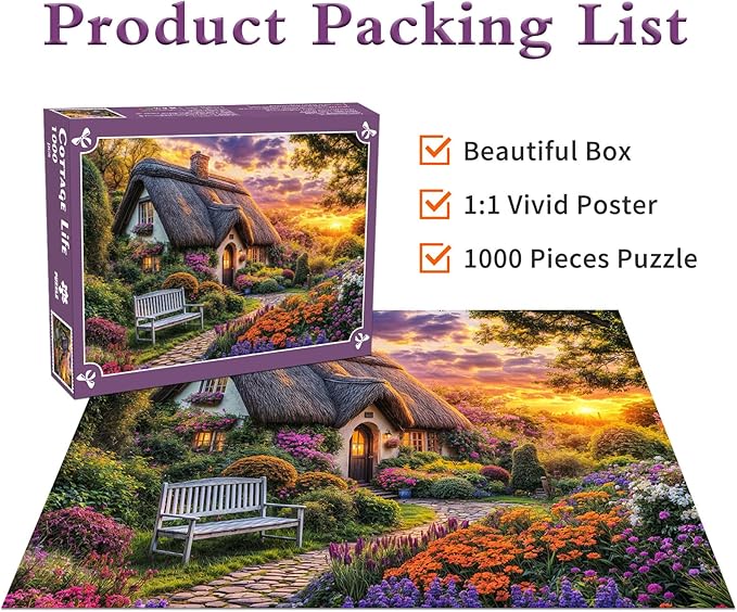 Cottage Life Jigsaw Puzzles 1000 Pieces for Adults Country Life 1000 Piece Jigsaw Puzzles for Adults