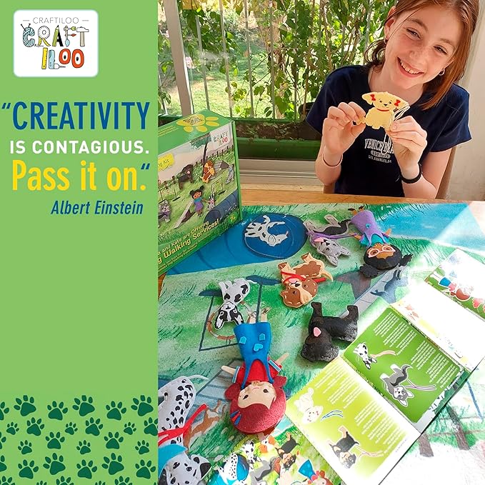 CRAFTILOO 8 Pre-Cut Dogs Stuffed Animal Fun Kids Sewing Kit for Kids Ages 8-12 Children Beginners Sewing kit Kid Puppy Crafts Felt Pillow Plush Craft Kit Girls and Boys