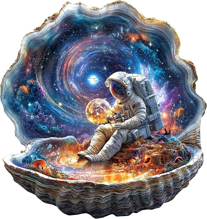 Wooden Puzzles for Adults - 200 Pieces Wooden Puzzle Shell Universe - Unique Animal Shape Wood Cut Puzzles - Eco-Friendly Home Office Decor (M-11.4 * 11.3in)