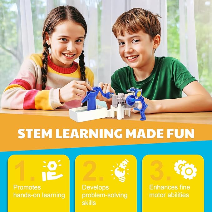 Green Science - Hybrid Solar Power Water Pump - Dual Power STEM Toys Educational Kit for Kids - Solar and Battery Operated Pumping System - Solar Robot - DIY Science Experiment Toy for Learning & Fun