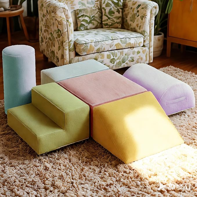 TOLEAD Large Baby Climbing Blocks – 6 Pcs Climbing Toys for Toddlers - Ultra High Density Soft Foam Play Gym Equipment Easy Wash for Indoor Nursery, Classic (Pink, 6-Piece)