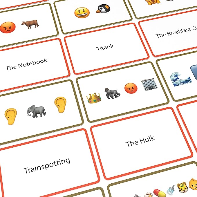 Name The Emoticon Game | Guess The Phrase Funny Emoji Flash Card Board Game - Fun Memory Game | Suitable for Family, Kids, Teenagers & Adults - Movie Edition