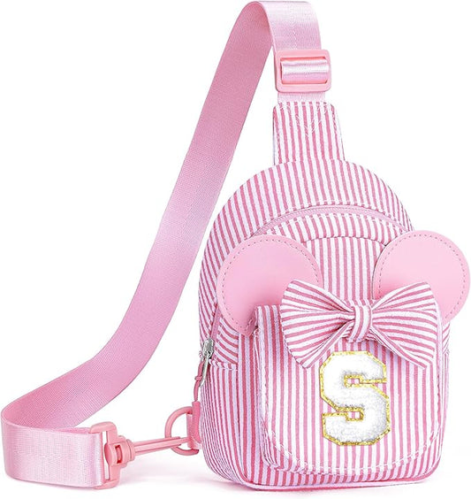 Crossbody Bags for Girls Travel, Initial Cross Body Bags for Kids Girl Gifts Pink Small Fanny Packs Sling Bag for Girl Personalized Friend Birthday Gifts for Girls Kid Daughter Gift (Pink S)