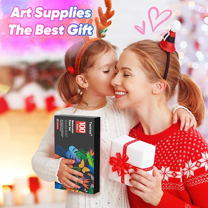 Taotree Watercolor Paint Set 100 Colors, Art Supplies Watercolors Kit Travel Water Colors with Paints Brushes, Crafts Painting Supplies, Drawing Gifts for Teens Girls Boys Kids Adults Artists