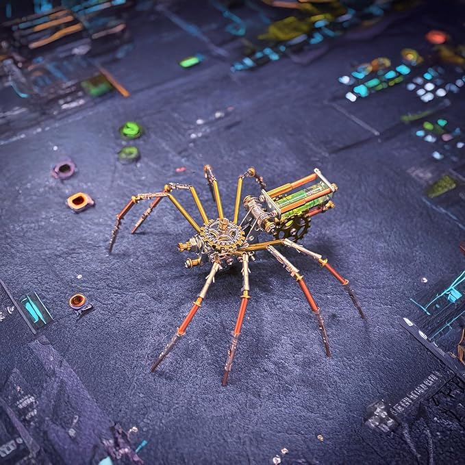 Metal Insect Bug Sculpture Steampunk Mechanical Insect Clockwork 3D Steampunk Metal Puzzle Kits for Adults (Mechanical Spider F)