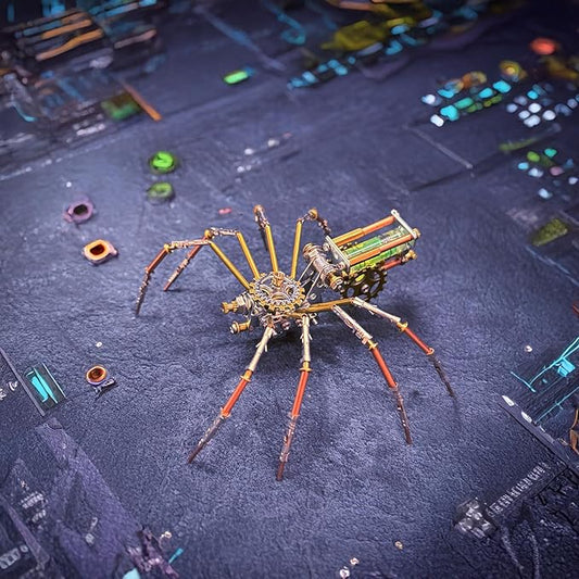 Metal Insect Bug Sculpture Steampunk Mechanical Insect Clockwork 3D Steampunk Metal Puzzle Kits for Adults (Mechanical Spider F)