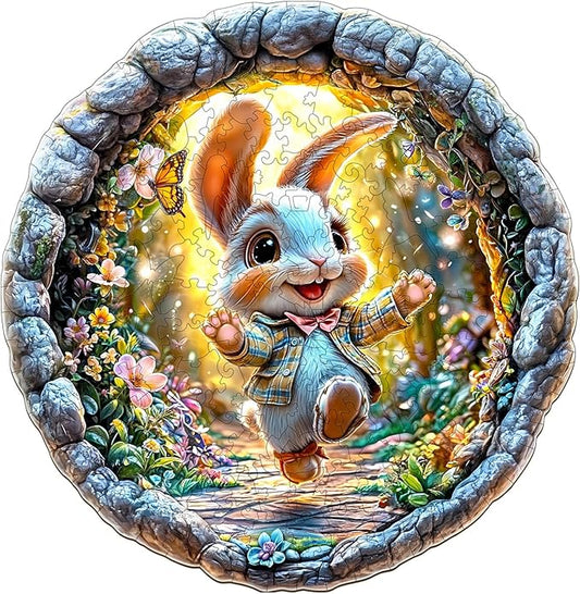 Wooden Puzzles for Adults - Cheerful Bunny Wooden Puzzles - Unique Shaped Wooden Jigsaw Puzzles - Animal Wooden Puzzle Creative Bunny Gifts - Puzzle Toys - 280pcs