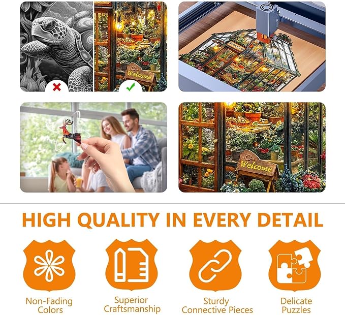 Wooden Puzzles for Adults - Grandma's Garden Wooden Jigsaw Puzzle for Adults, Colorful Flowers Wood Puzzles Adult, Gifts for Family and Friends, Wall Art Home Decor (L-13.4 * 13.2in- 245 Pcs)